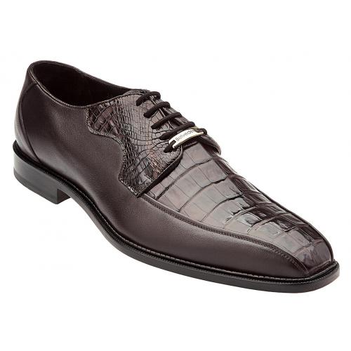 Belvedere "Gennaro" Brown Genuine Crocodile / Italian Calf Oxford Shoes 1486